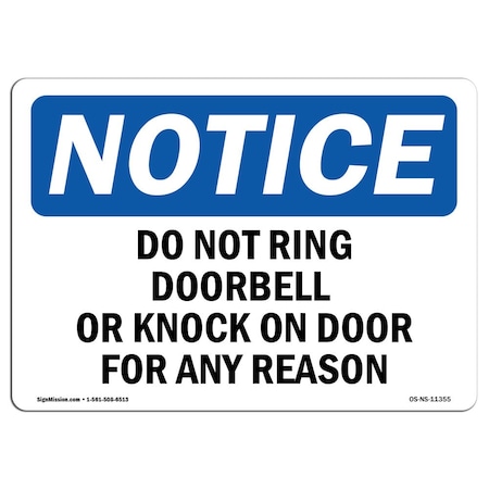 Signmission OSHA Sign, 3.5" H, 5" W, Do Not Ring Doorbell Or Knock On Door For Sign, Landscape, 10PK OS-NS-D-35-L-11355-10PK